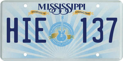 MS license plate HIE137