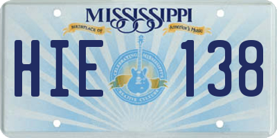 MS license plate HIE138