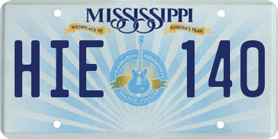MS license plate HIE140