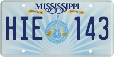 MS license plate HIE143