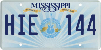 MS license plate HIE144