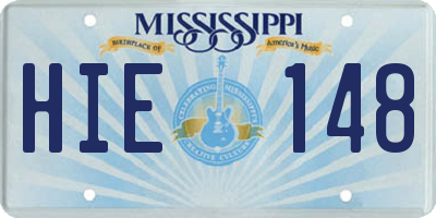 MS license plate HIE148