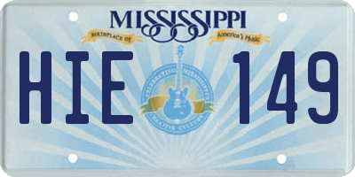 MS license plate HIE149