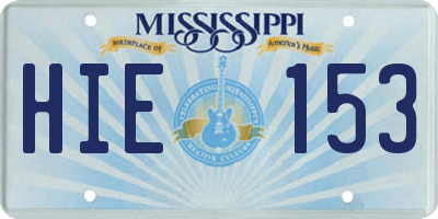 MS license plate HIE153