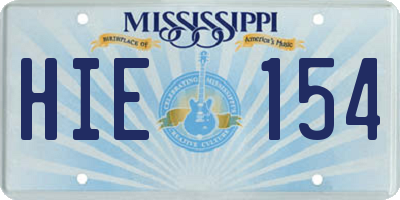 MS license plate HIE154