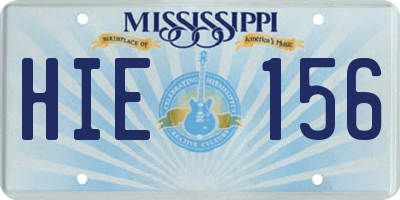 MS license plate HIE156