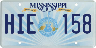 MS license plate HIE158