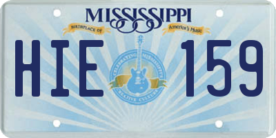 MS license plate HIE159