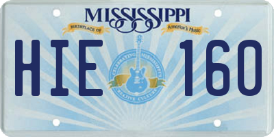 MS license plate HIE160