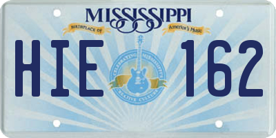 MS license plate HIE162