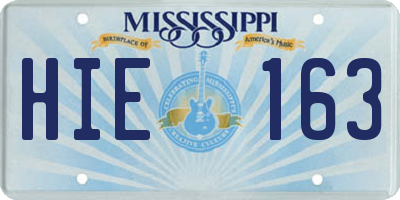 MS license plate HIE163