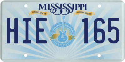 MS license plate HIE165