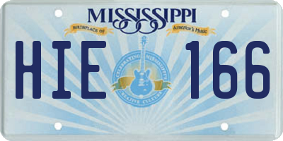 MS license plate HIE166
