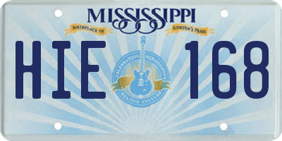 MS license plate HIE168