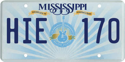 MS license plate HIE170