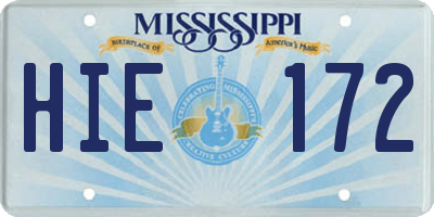 MS license plate HIE172