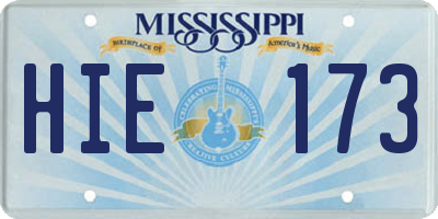 MS license plate HIE173