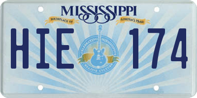 MS license plate HIE174