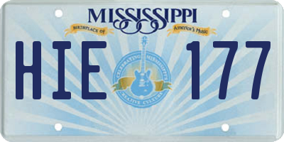MS license plate HIE177