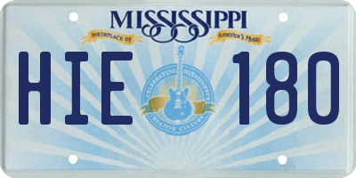 MS license plate HIE180