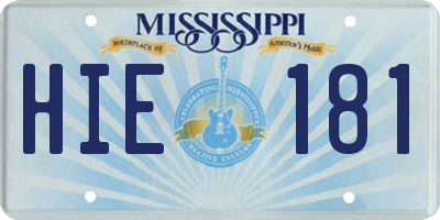 MS license plate HIE181