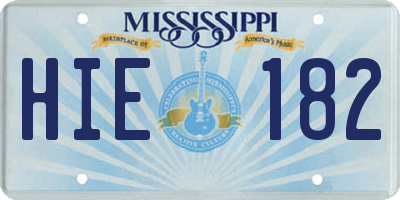 MS license plate HIE182