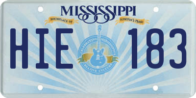 MS license plate HIE183