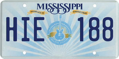 MS license plate HIE188