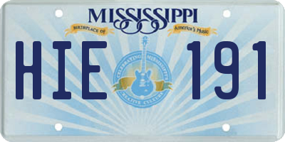 MS license plate HIE191
