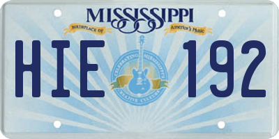 MS license plate HIE192