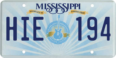 MS license plate HIE194