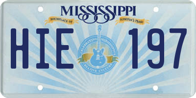 MS license plate HIE197
