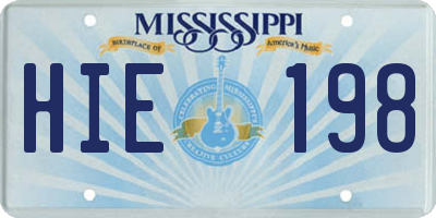 MS license plate HIE198