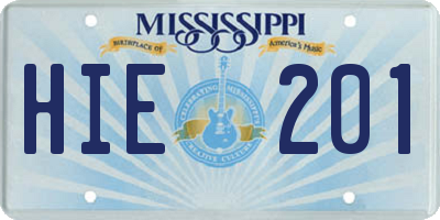 MS license plate HIE201