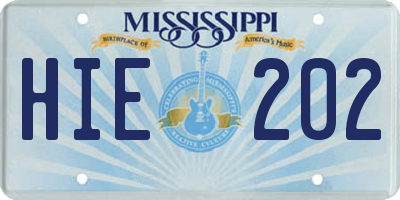 MS license plate HIE202