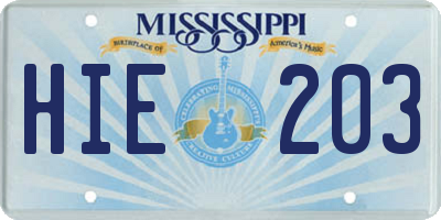 MS license plate HIE203