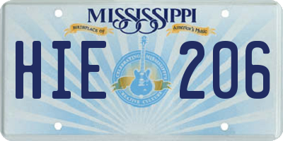 MS license plate HIE206