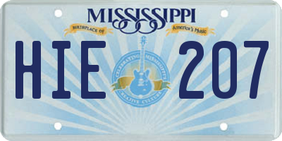 MS license plate HIE207