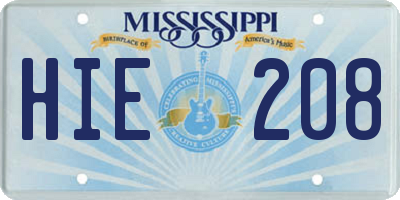 MS license plate HIE208