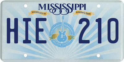 MS license plate HIE210