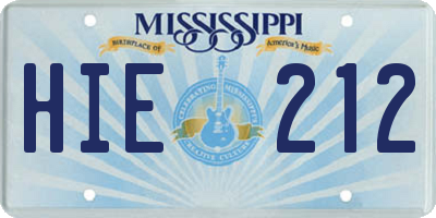 MS license plate HIE212