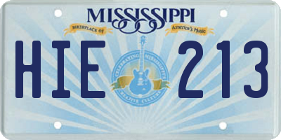 MS license plate HIE213