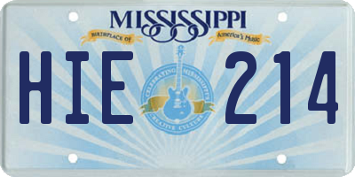 MS license plate HIE214