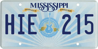 MS license plate HIE215