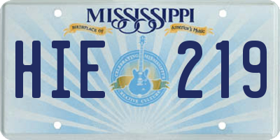 MS license plate HIE219