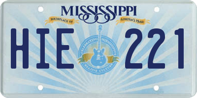 MS license plate HIE221