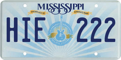 MS license plate HIE222