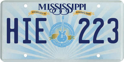 MS license plate HIE223