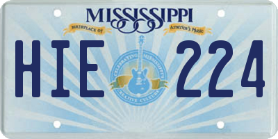 MS license plate HIE224