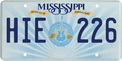 MS license plate HIE226
